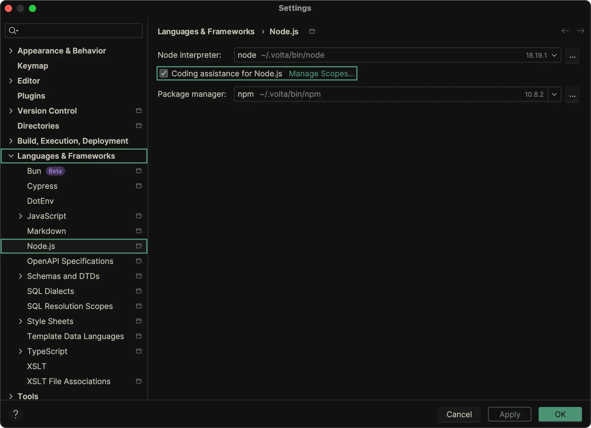 Coding assistance for Node.js